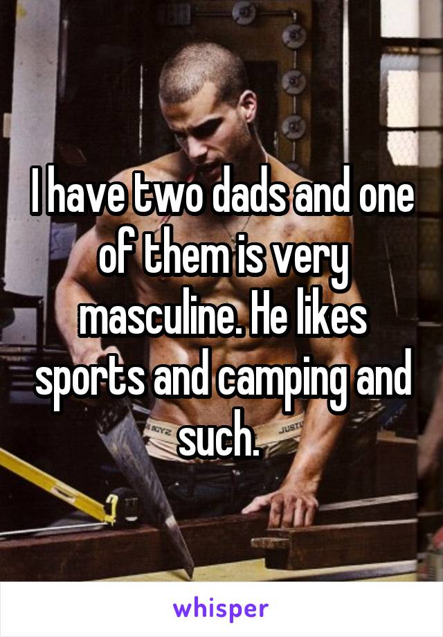 I have two dads and one of them is very masculine. He likes sports and camping and such. 