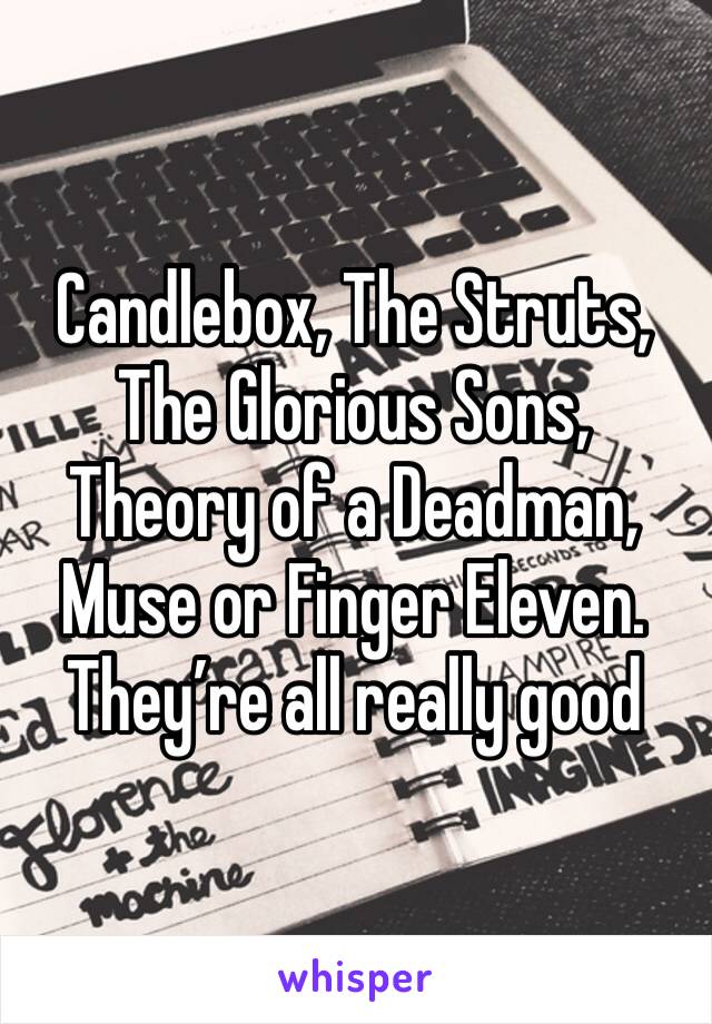 Candlebox, The Struts, The Glorious Sons, Theory of a Deadman, Muse or Finger Eleven. They’re all really good