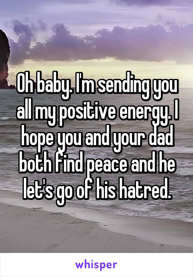 Oh baby. I'm sending you all my positive energy. I hope you and your dad both find peace and he let's go of his hatred.