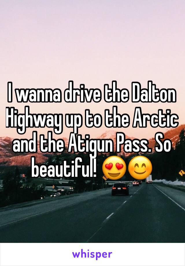 I wanna drive the Dalton Highway up to the Arctic and the Atigun Pass. So beautiful! 😍😊