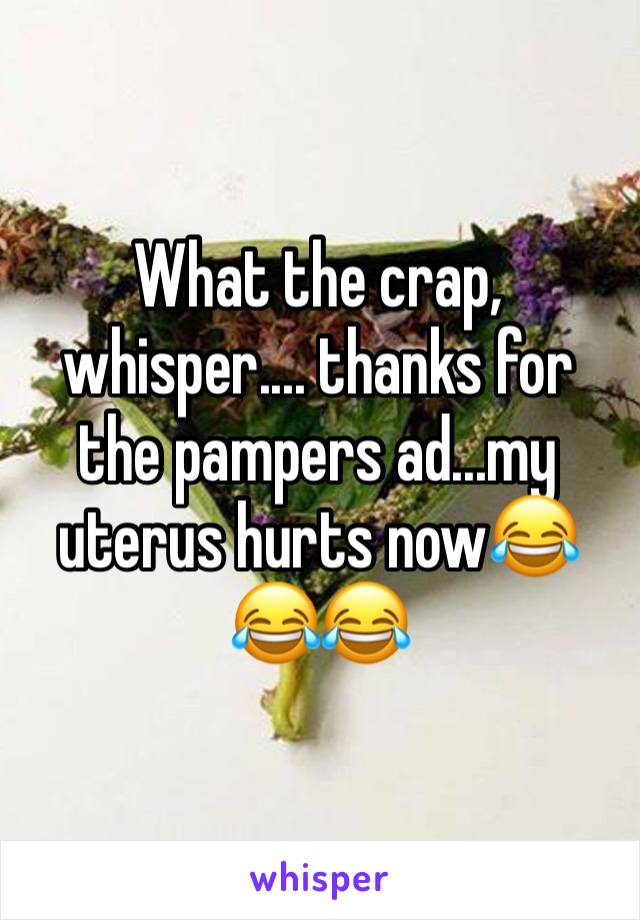 What the crap, whisper.... thanks for the pampers ad...my uterus hurts now😂😂😂