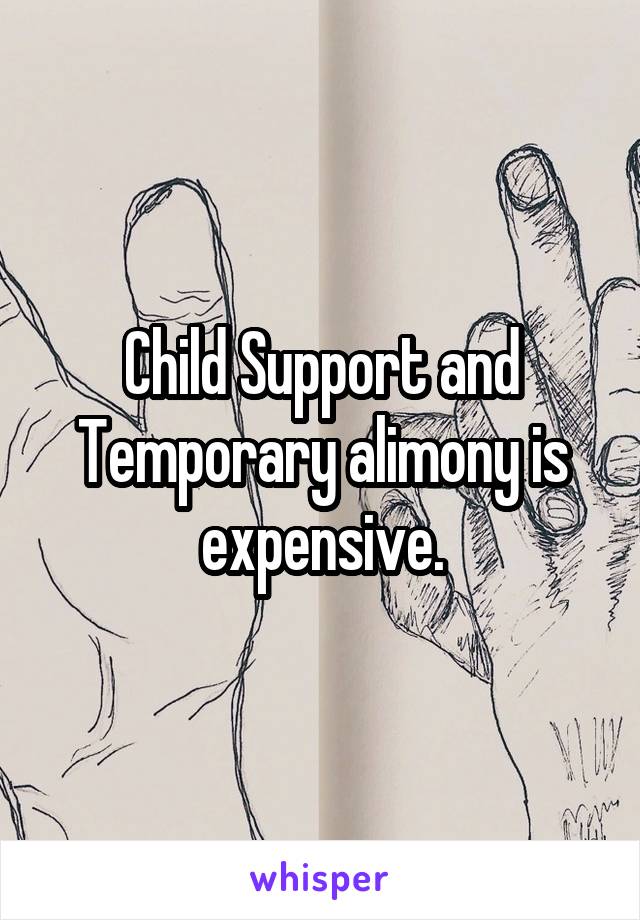 Child Support and Temporary alimony is expensive.