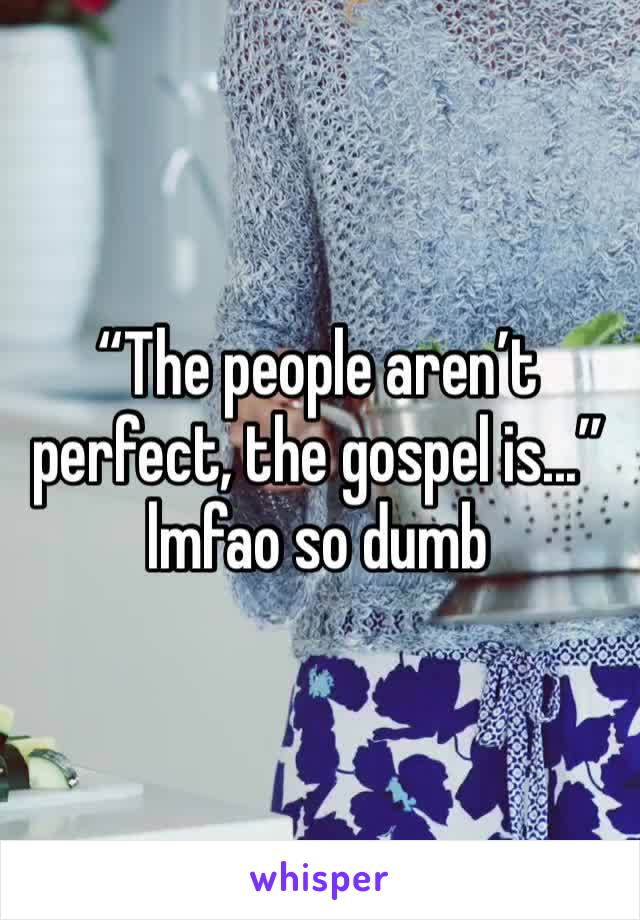 “The people aren’t perfect, the gospel is...” lmfao so dumb