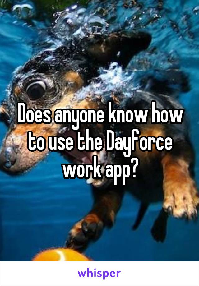 Does anyone know how to use the Dayforce work app?