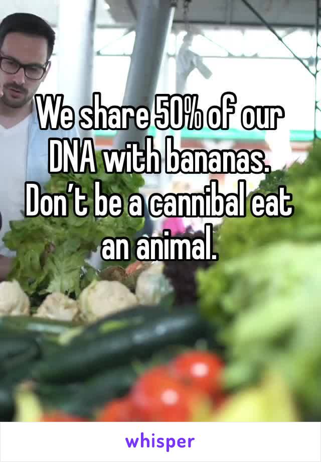 We share 50% of our DNA with bananas.
Don’t be a cannibal eat an animal.