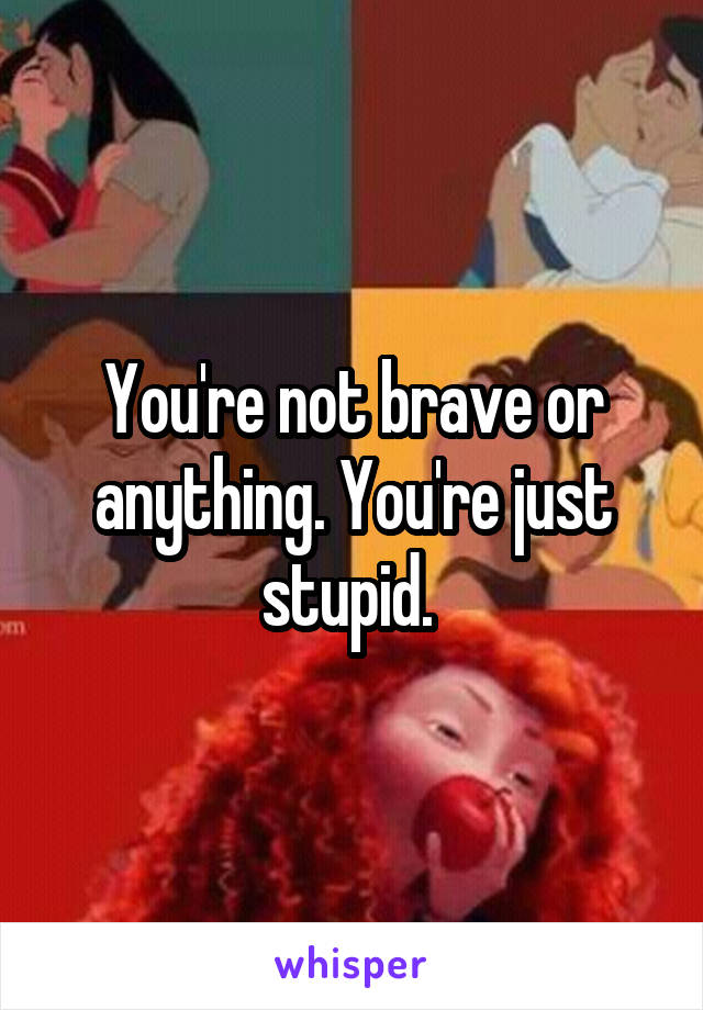 You're not brave or anything. You're just stupid. 