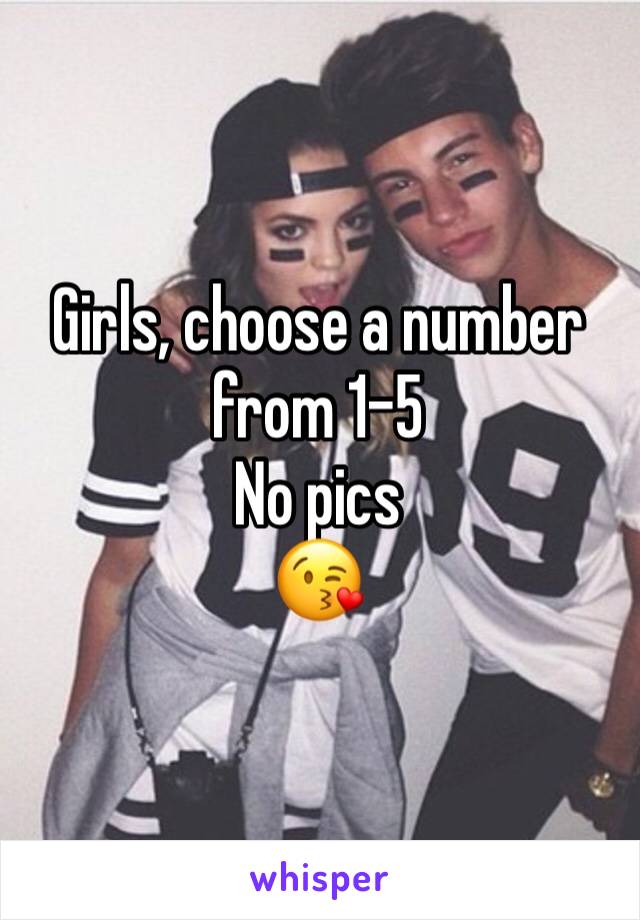 Girls, choose a number from 1-5
No pics 
😘