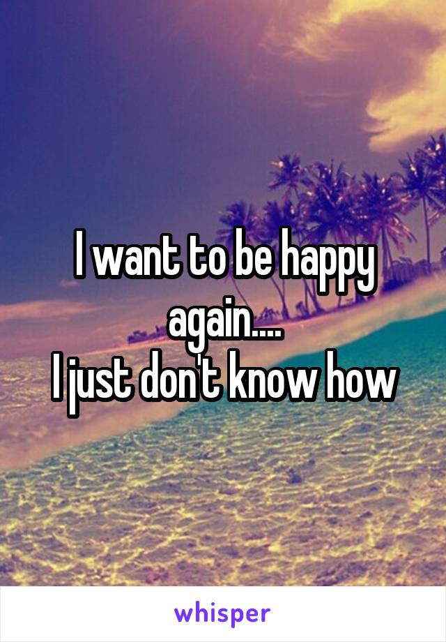 I want to be happy again....
I just don't know how