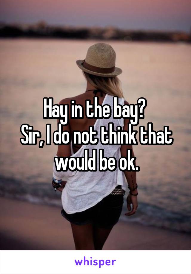 Hay in the bay? 
Sir, I do not think that would be ok.