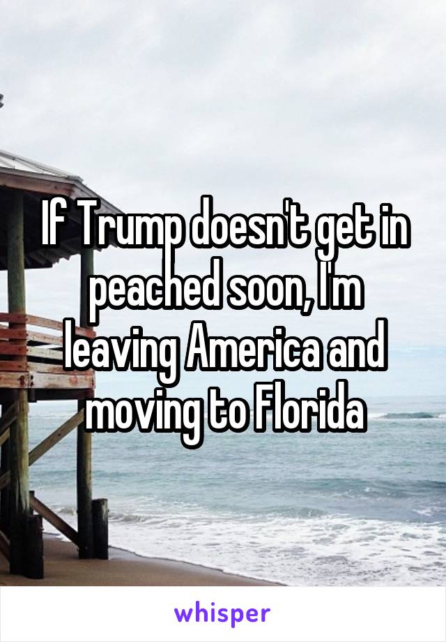If Trump doesn't get in peached soon, I'm leaving America and moving to Florida