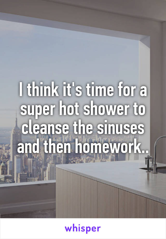 I think it's time for a super hot shower to cleanse the sinuses and then homework..