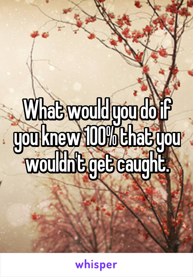 What would you do if you knew 100% that you wouldn't get caught.