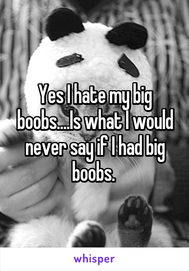 Yes I hate my big boobs....Is what I would never say if I had big boobs. 