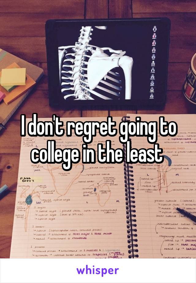 I don't regret going to college in the least 