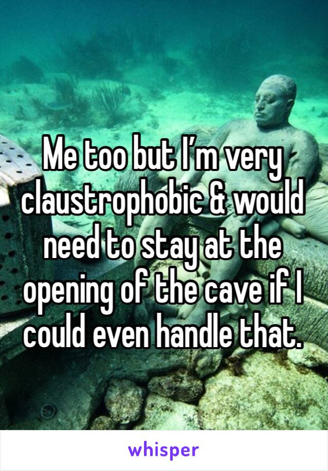 Me too but I’m very claustrophobic & would need to stay at the opening of the cave if I could even handle that. 