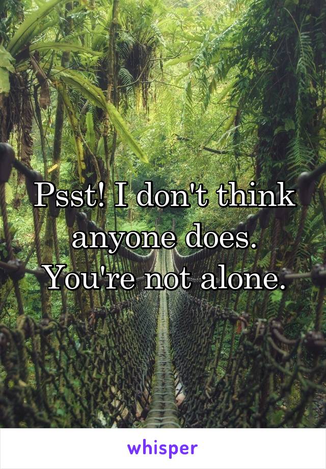 Psst! I don't think anyone does. You're not alone.
