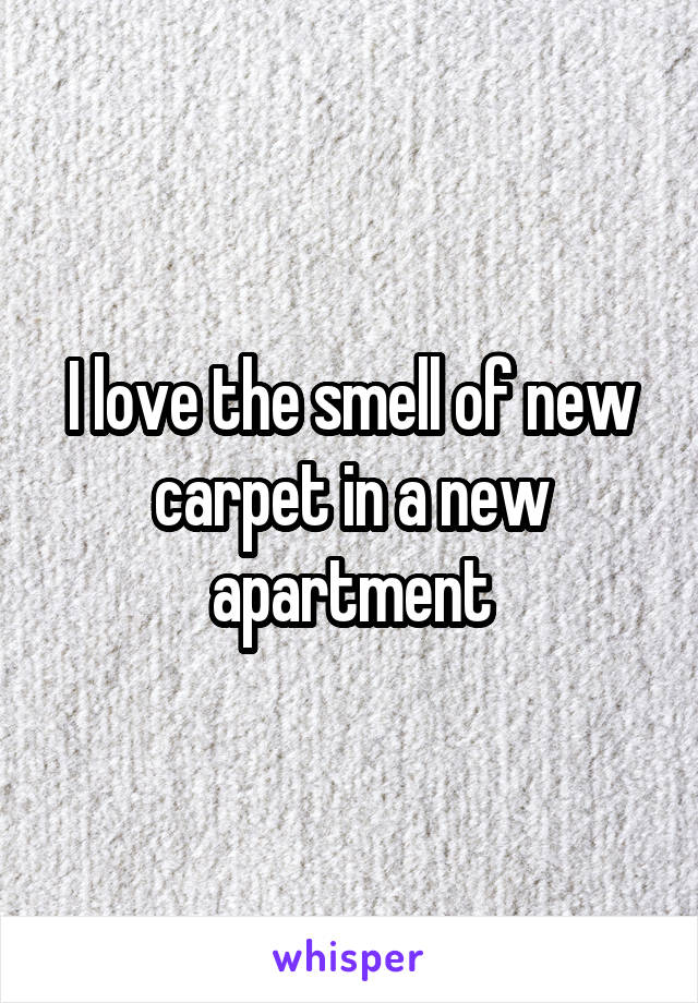 I love the smell of new carpet in a new apartment