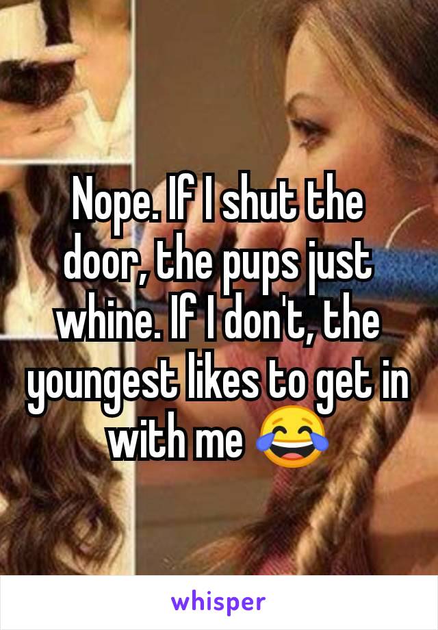 Nope. If I shut the door, the pups just whine. If I don't, the youngest likes to get in with me 😂