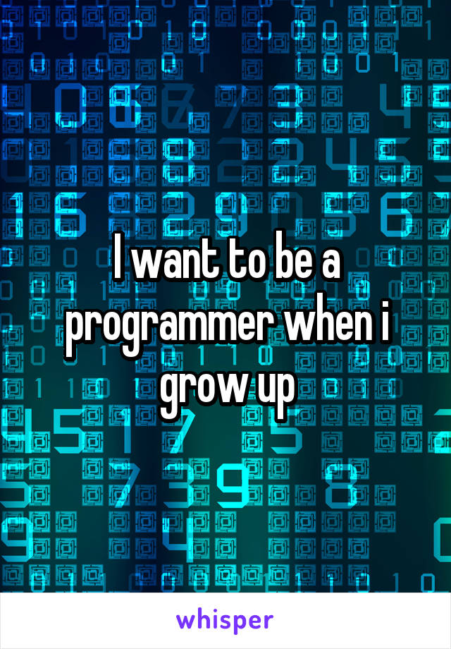 I want to be a programmer when i grow up