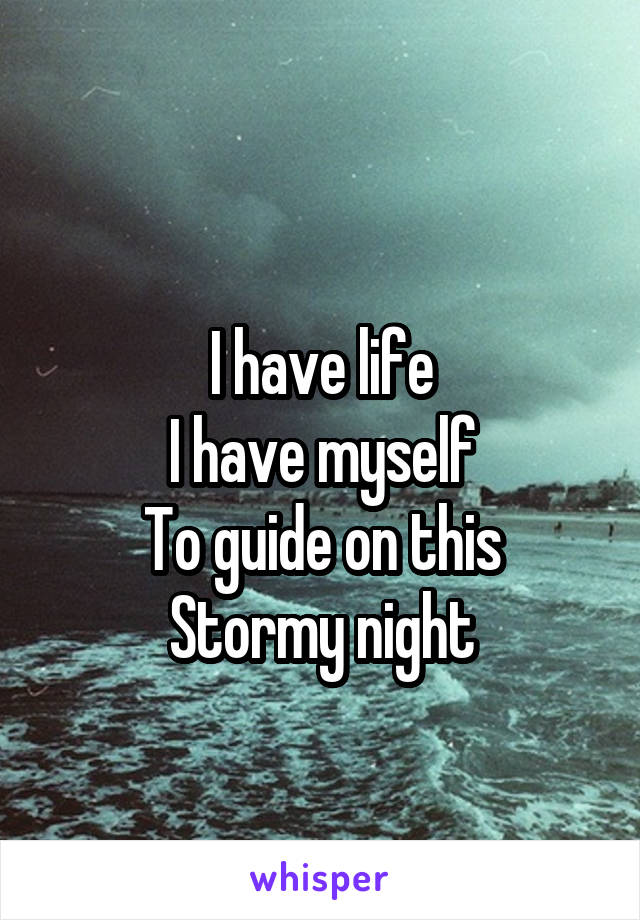 
I have life
I have myself
To guide on this
Stormy night