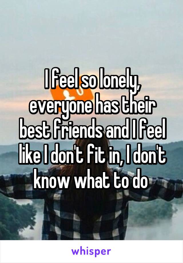 I feel so lonely, everyone has their best friends and I feel like I don't fit in, I don't know what to do 