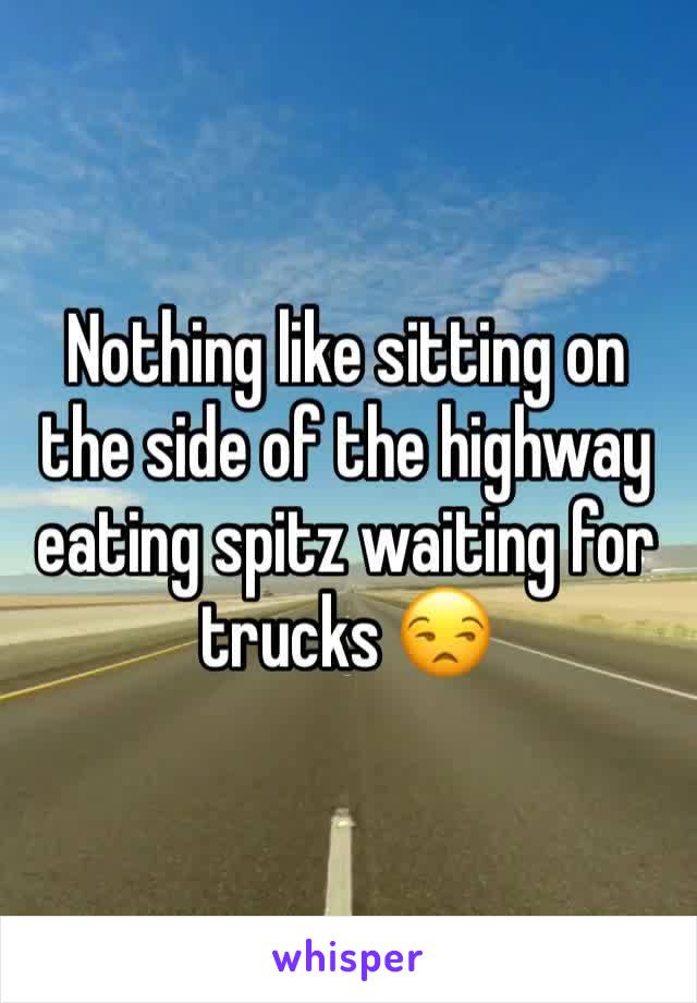 Nothing like sitting on the side of the highway eating spitz waiting for trucks 😒
