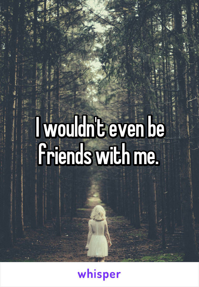 I wouldn't even be friends with me. 