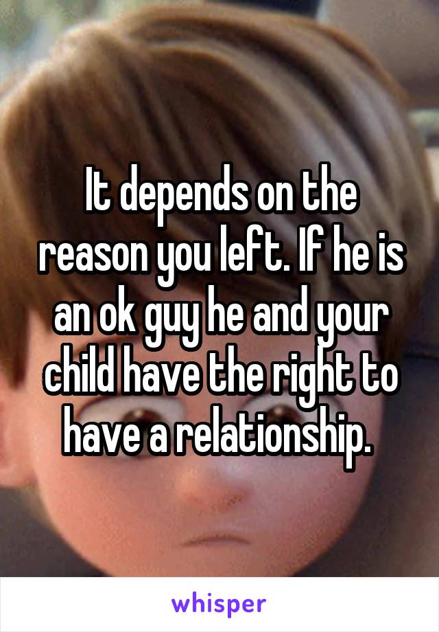 It depends on the reason you left. If he is an ok guy he and your child have the right to have a relationship. 