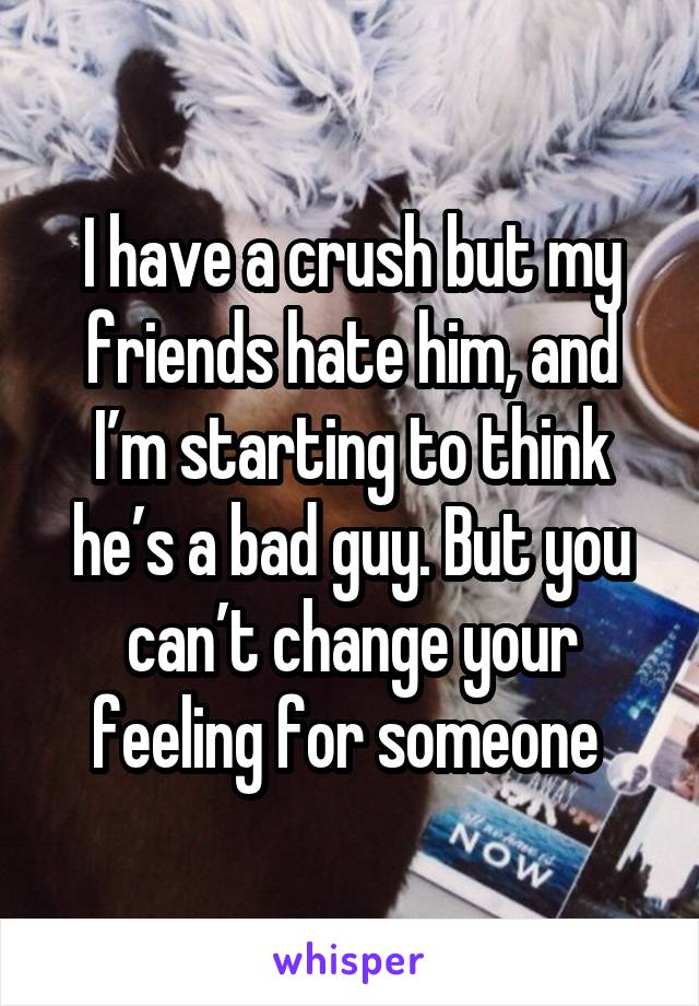 I have a crush but my friends hate him, and I’m starting to think he’s a bad guy. But you can’t change your feeling for someone 