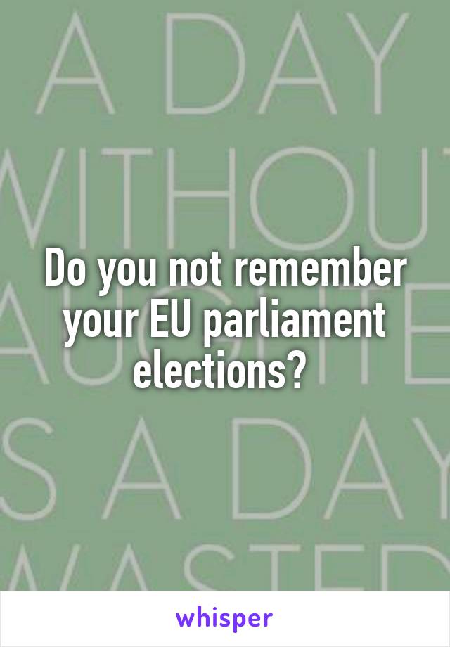 Do you not remember your EU parliament elections? 