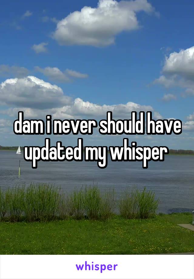 dam i never should have updated my whisper 