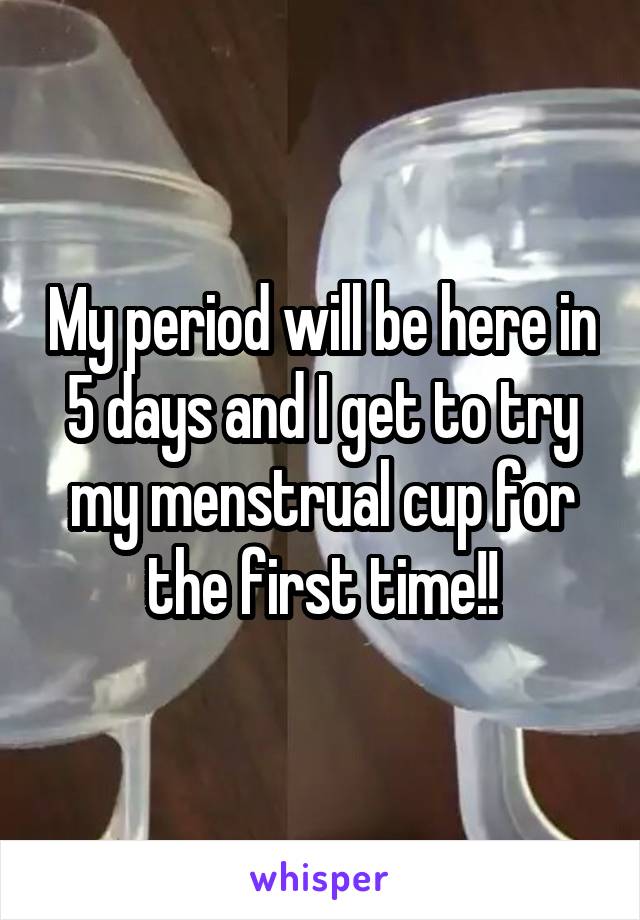 My period will be here in 5 days and I get to try my menstrual cup for the first time!!