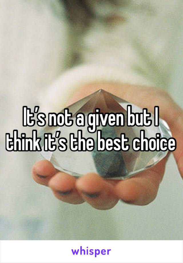 It’s not a given but I think it’s the best choice