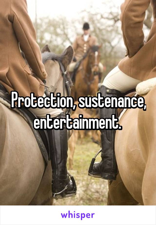 Protection, sustenance, entertainment. 