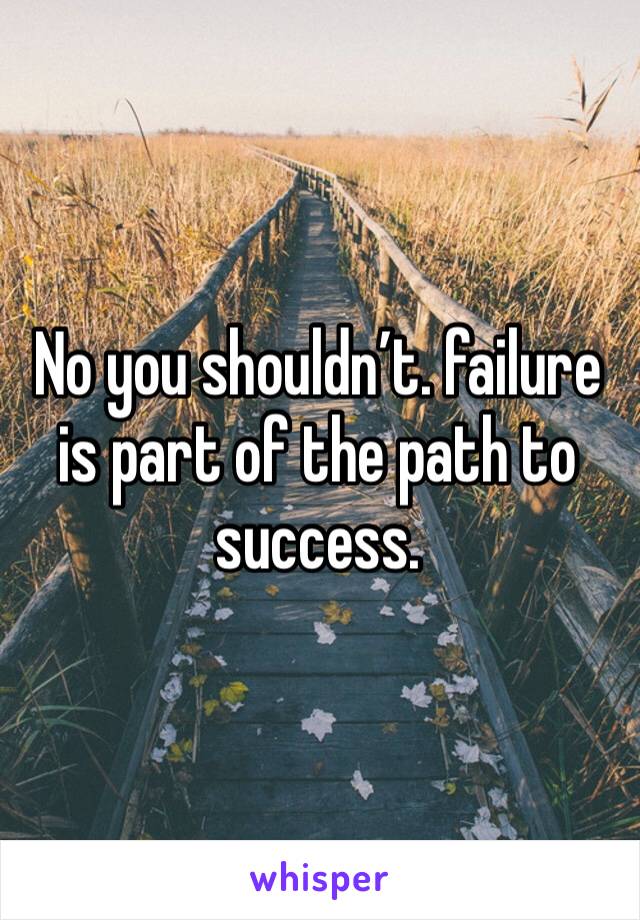 No you shouldn’t. failure is part of the path to success.