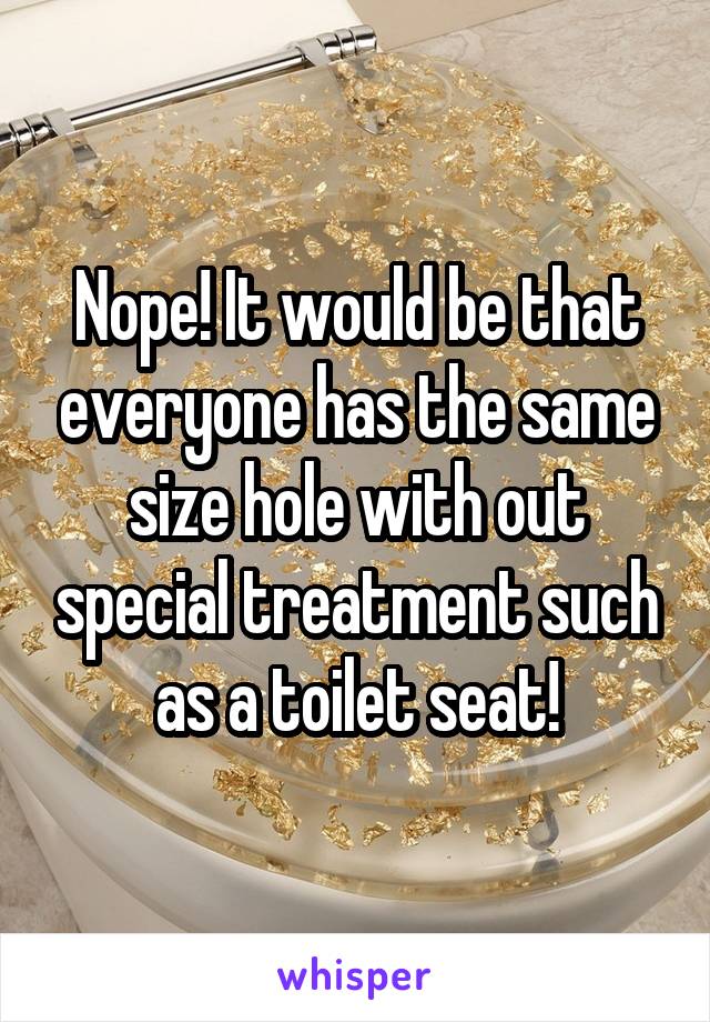 Nope! It would be that everyone has the same size hole with out special treatment such as a toilet seat!
