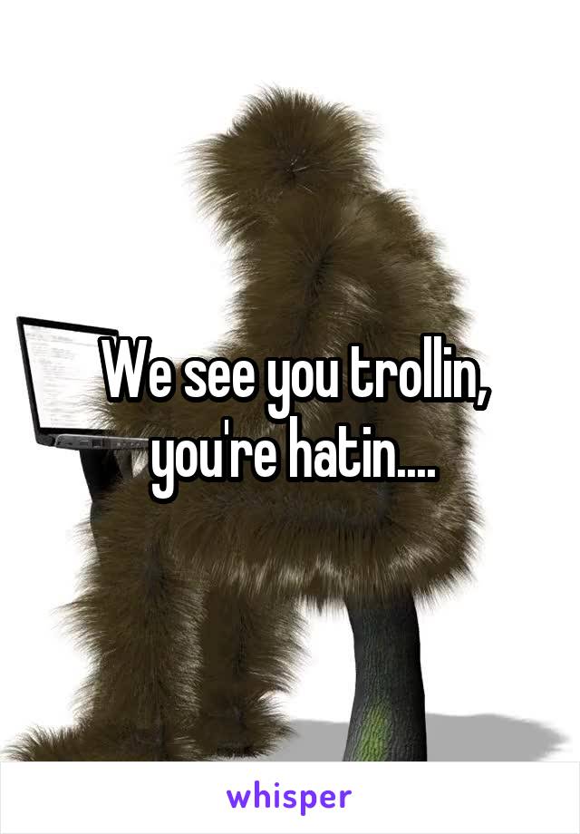 We see you trollin, you're hatin....
