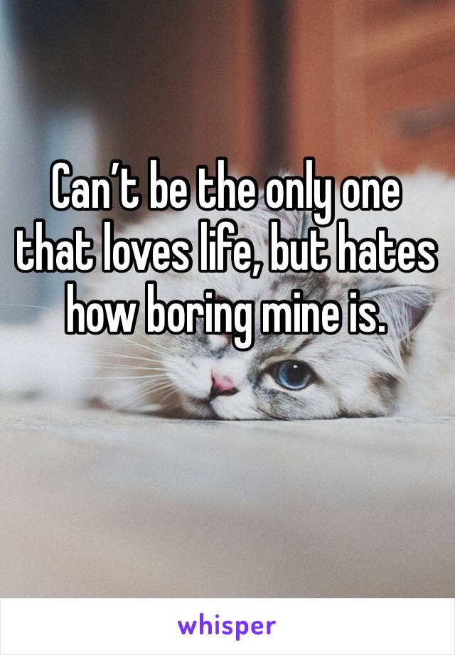 Can’t be the only one that loves life, but hates how boring mine is. 