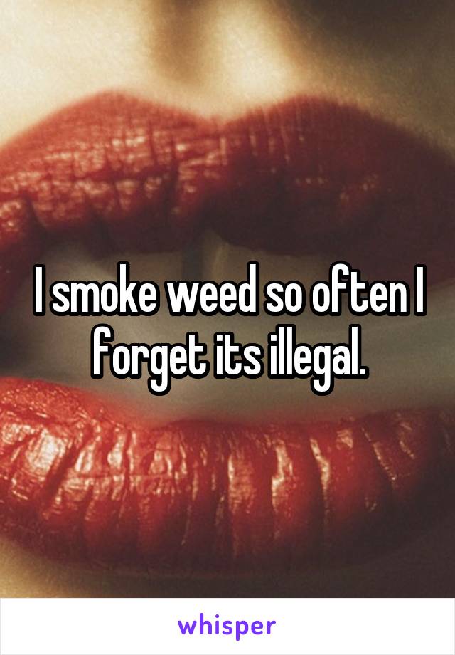 I smoke weed so often I forget its illegal.