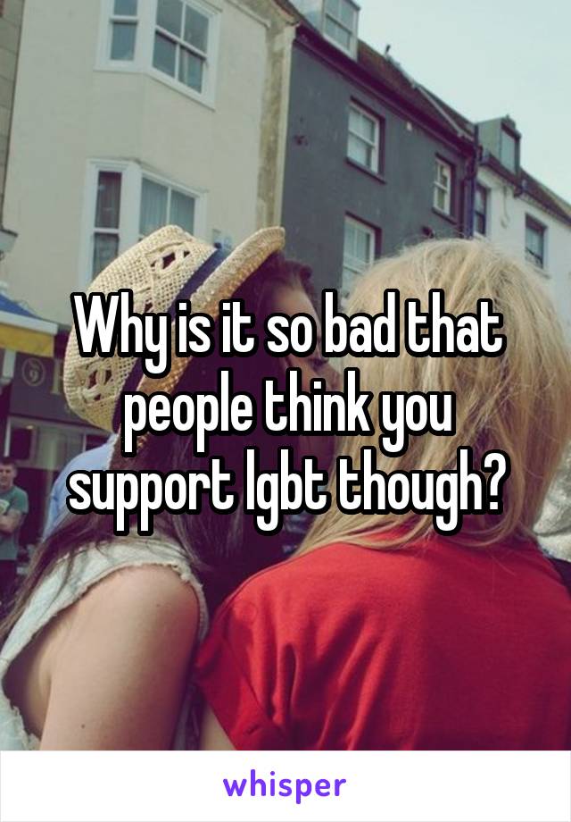 Why is it so bad that people think you support lgbt though?