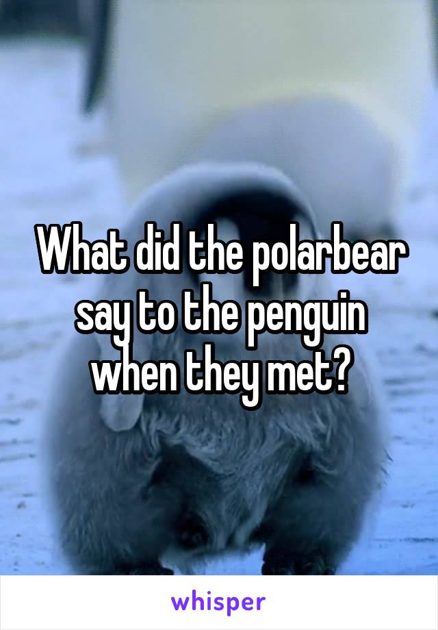 What did the polarbear say to the penguin when they met?