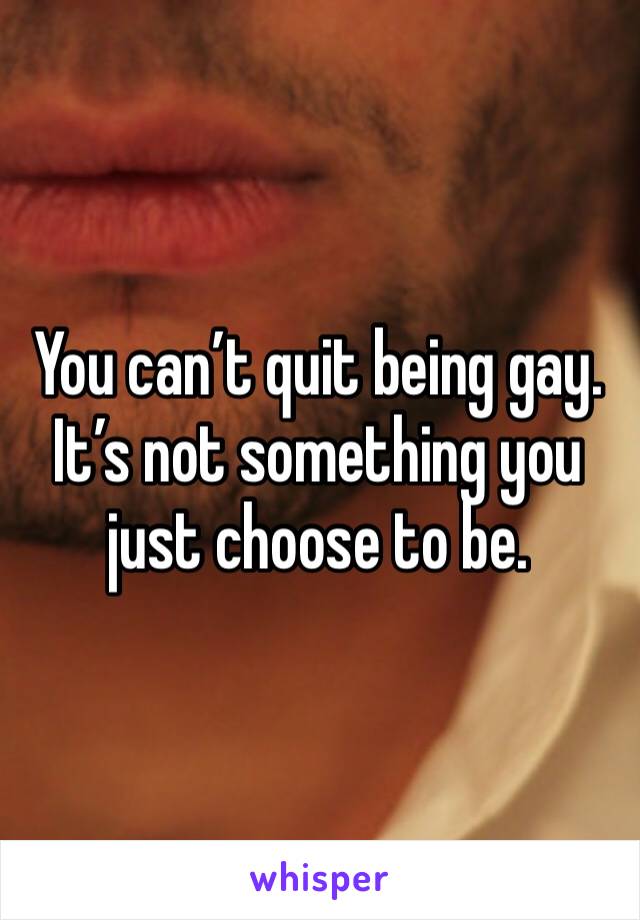 You can’t quit being gay. It’s not something you just choose to be. 
