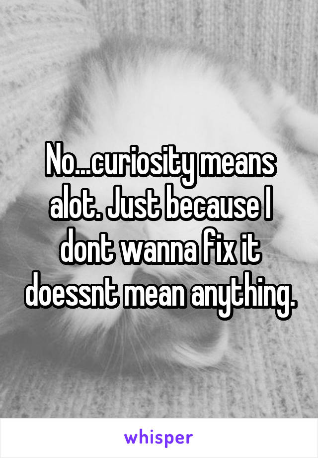 No...curiosity means alot. Just because I dont wanna fix it doessnt mean anything.