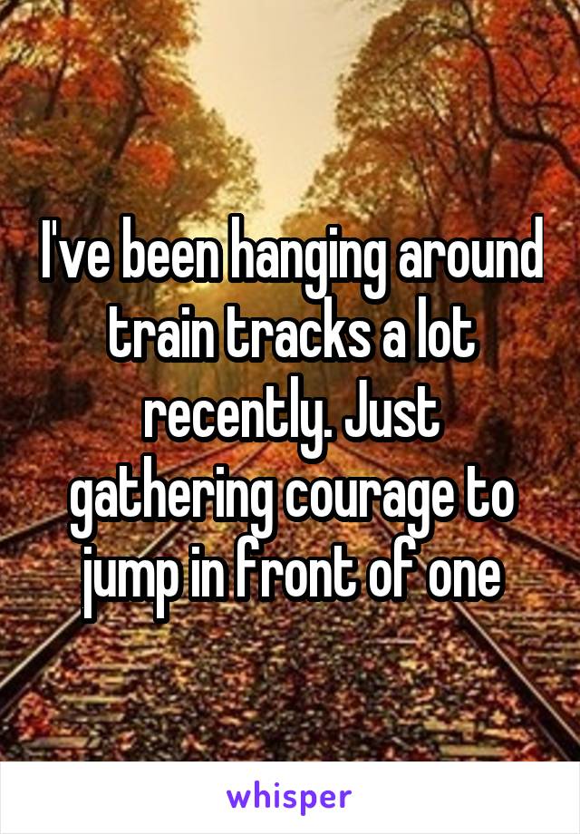 I've been hanging around train tracks a lot recently. Just gathering courage to jump in front of one