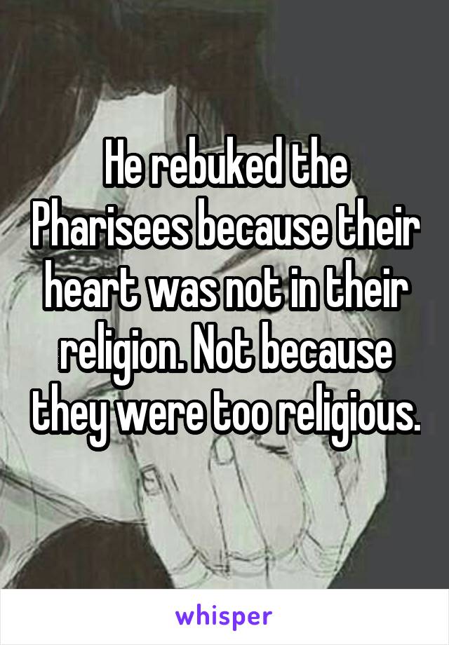 He rebuked the Pharisees because their heart was not in their religion. Not because they were too religious. 