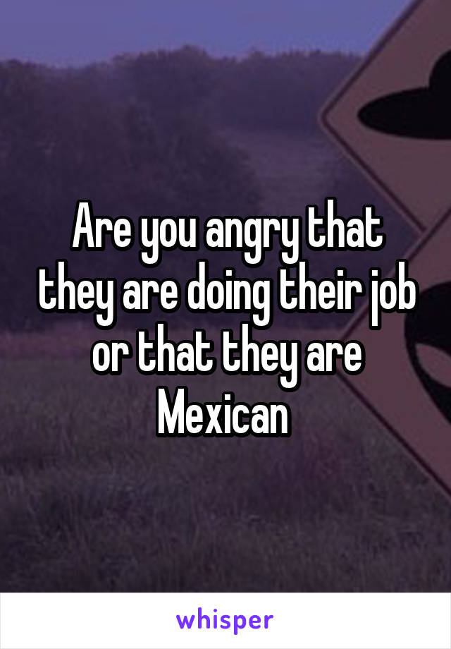 Are you angry that they are doing their job or that they are Mexican 