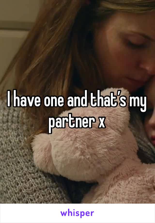 I have one and that’s my partner x 