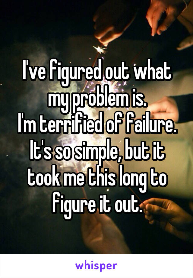 I've figured out what my problem is.
I'm terrified of failure.
It's so simple, but it took me this long to figure it out.