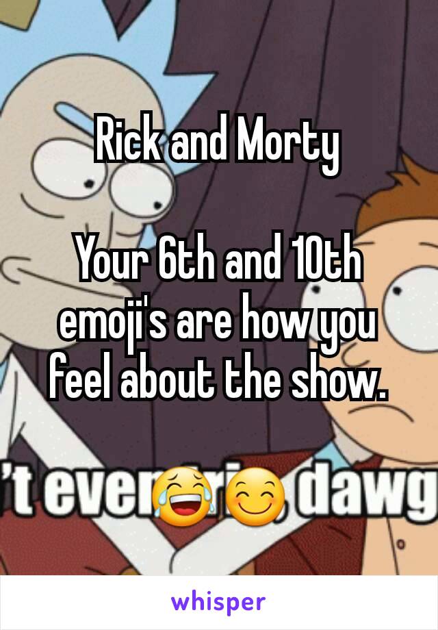 Rick and Morty

Your 6th and 10th emoji's are how you feel about the show.

😂😊