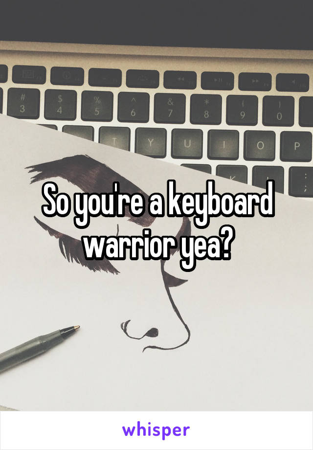 So you're a keyboard warrior yea?